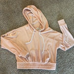 Women’s size small pink velvet cropped sweatshirt